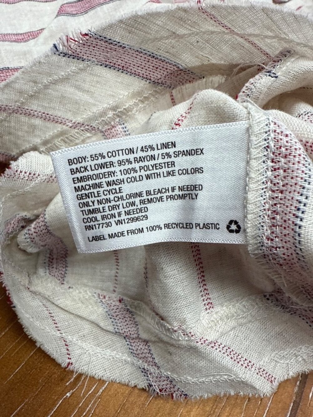 Knox Rose S Embroidered Striped Cotton Linen Blend Sleeveless Tunic Top Made In - Picture 5 of 9